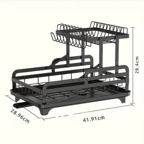 Suporte de Secagem de Pratos de 2 Níveis Dobrável