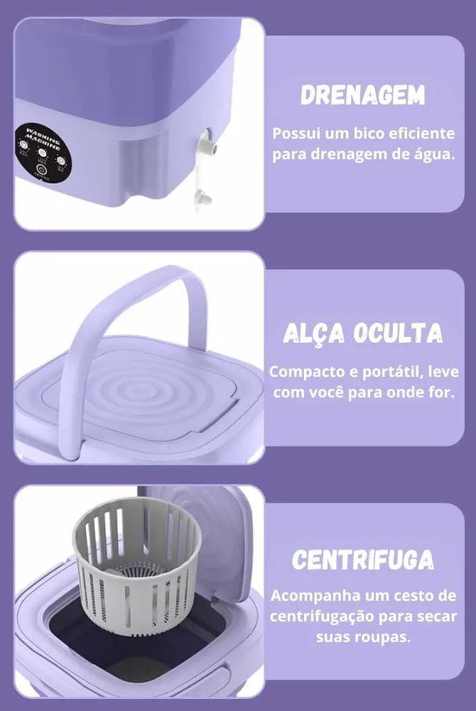 Lava Roupas E Centrifuga Portátil Capacidade De 8 Litros