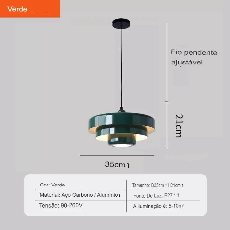 Pendente Luminária Retro em Alumínio Com Lâmpada