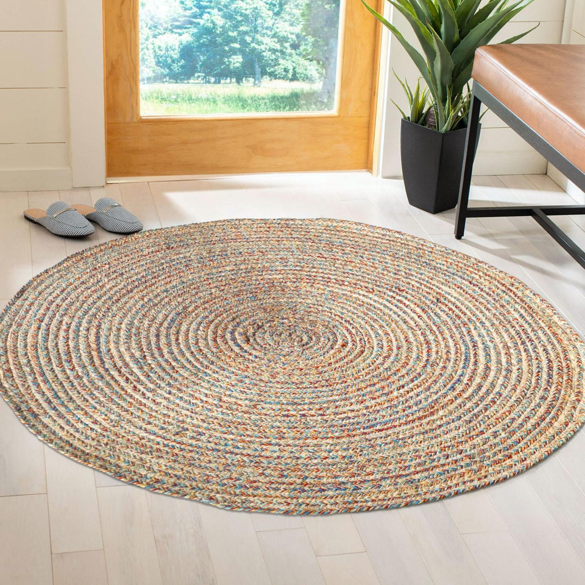 Jute Cotton Braided Round -IC-15262 / Multi