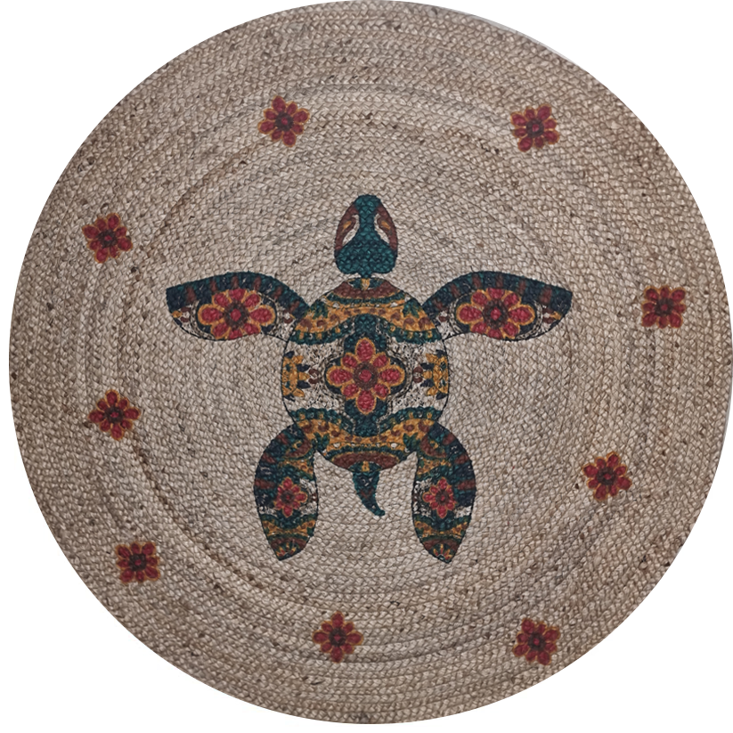 Jute Printed Round  -IC-17987 / Turtle